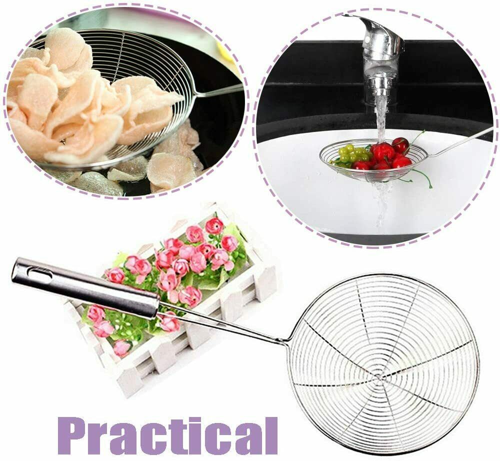 3-Piece Stainless Steel Spider Strainer Set – Wire Skimmer Ladles for Frying & Pasta