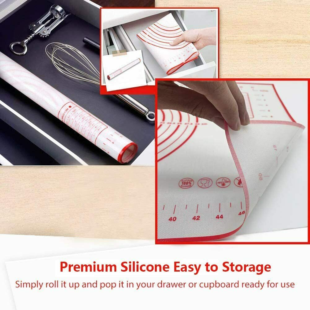 2-Pack Silicone Pastry Baking Mats – Non Slip Nonstick Dough Rolling Mats with Measurements