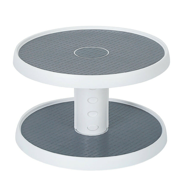 2 Tier Lazy Susan 360° Turntable, 10 inch, Adjustable Kitchen Spice Organizer Rack