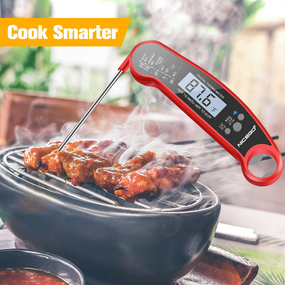 Instant Read Digital Meat Thermometer – Waterproof LCD BBQ, Grill & Cooking Food Thermometer