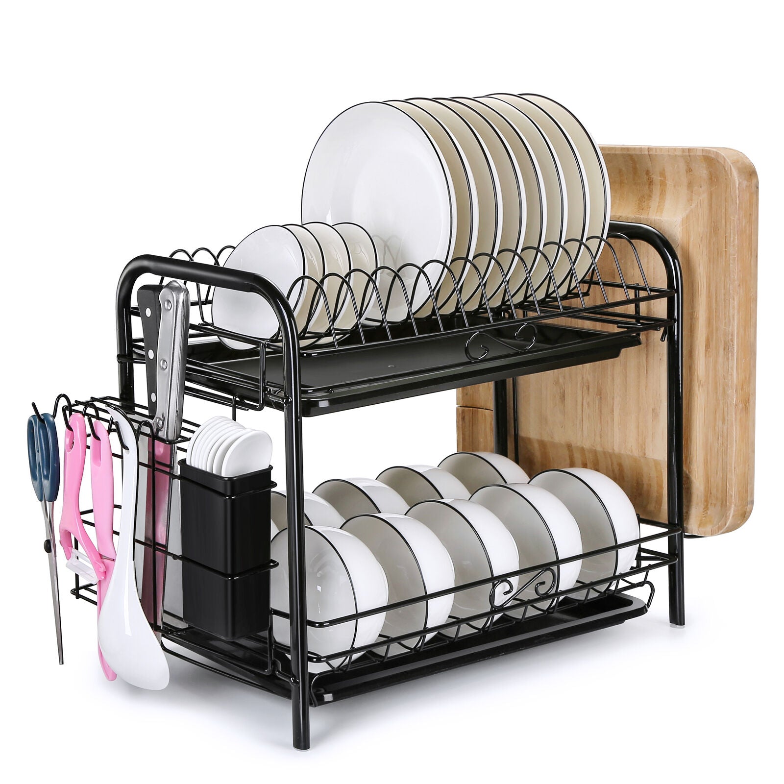 Steel 2 Tier Dish Drying Rack For Storage & Organizing