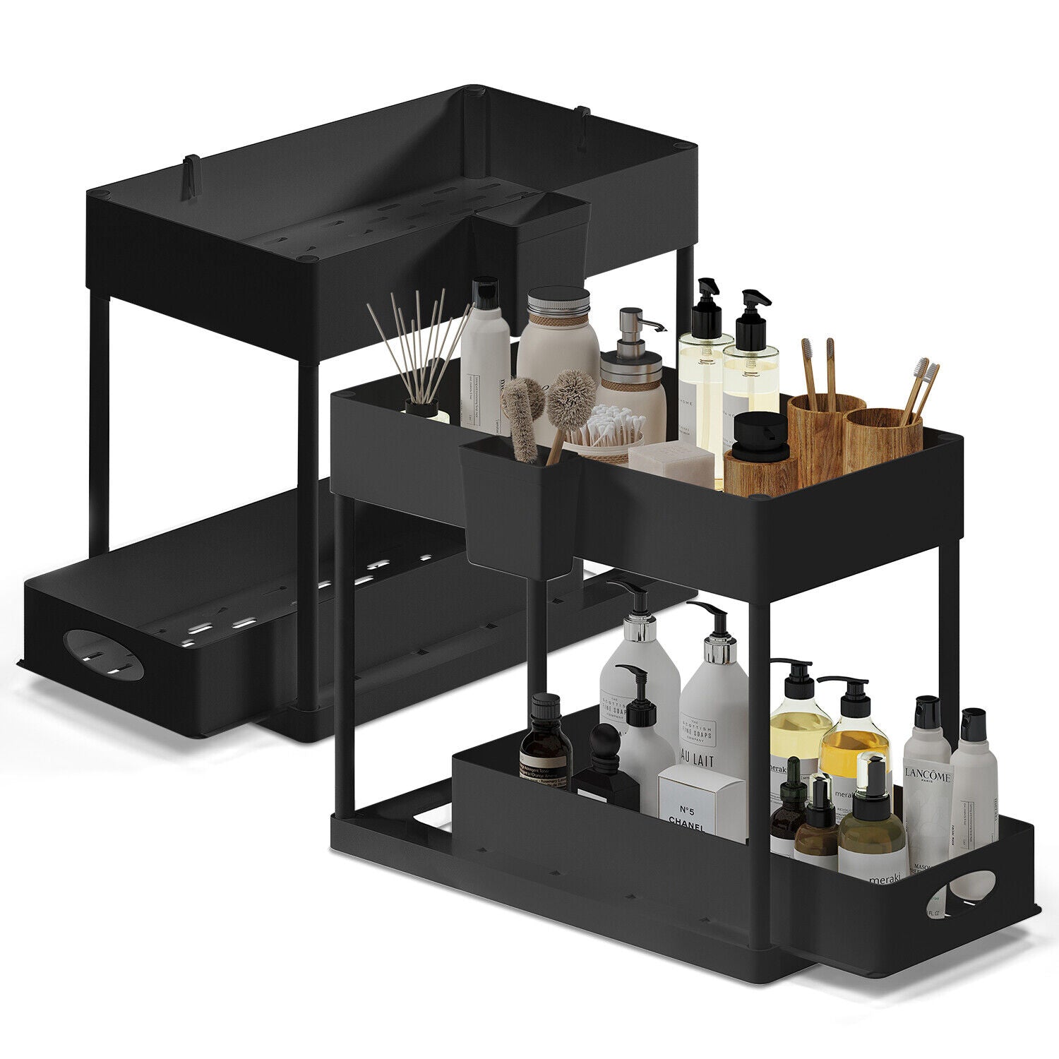 1 Pack or 2 Pack Under Sink Organizers with 2 Tier Sliding Drawers