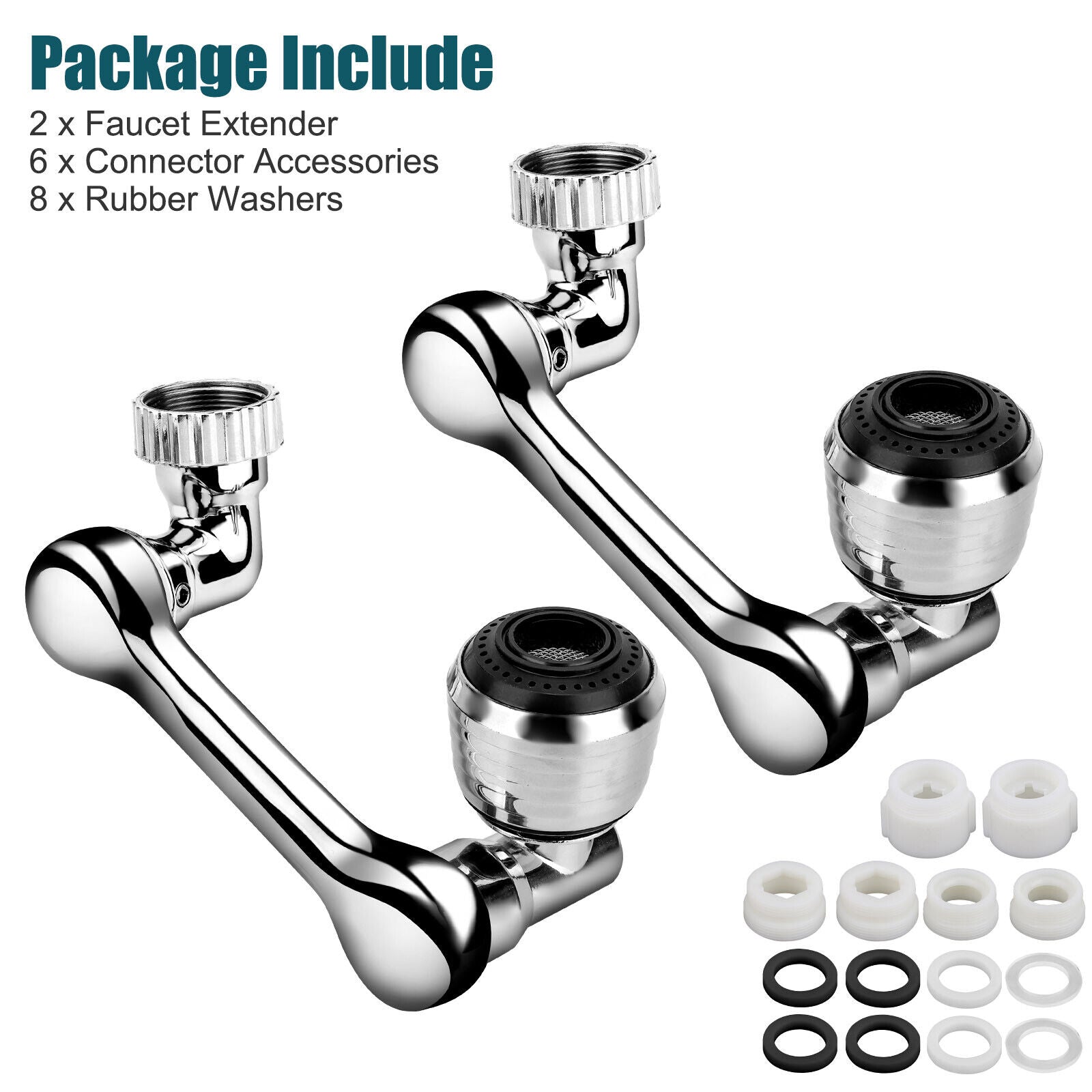 2-Pack 1080° Swivel Faucet Aerator – Universal Rotating Sink Sprayer Attachment