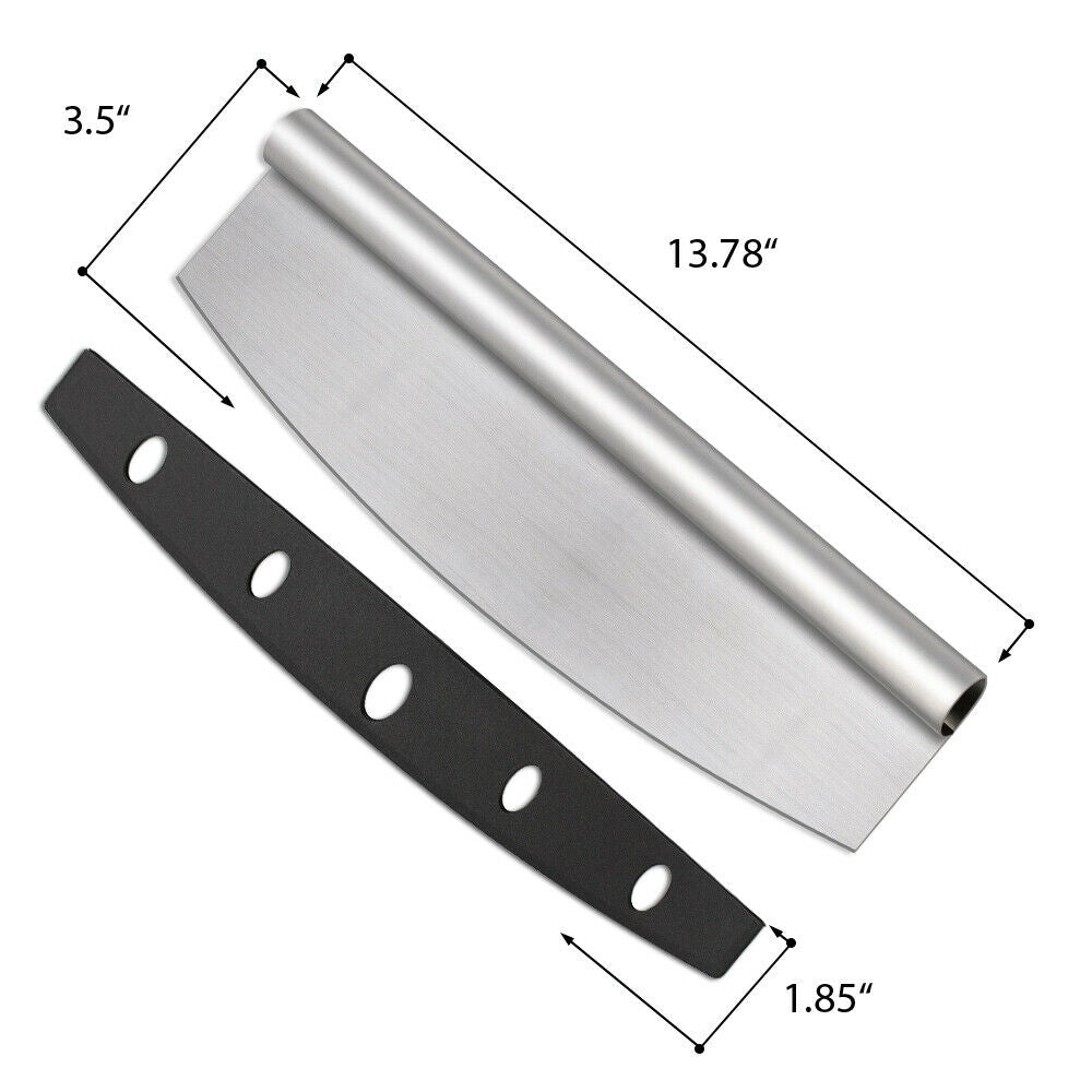 14-Inch Rocker Pizza Cutter – Heavy Duty Stainless Steel Pizza Slicer with Cover