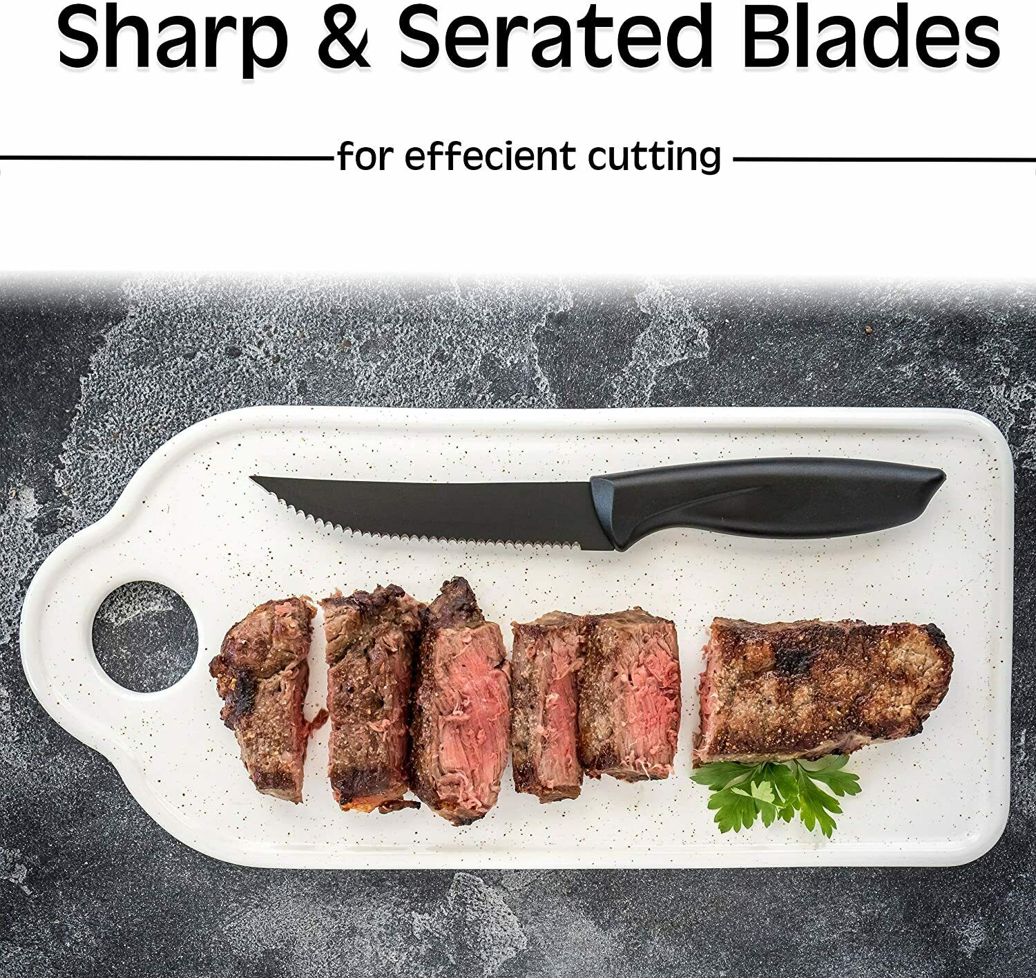 8-Piece Serrated Steak Knife Set – Professional Stainless Steel Sharp Dinner Knives