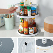 2 Tier Lazy Susan 360° Turntable, 10 inch, Adjustable Kitchen Spice Organizer Rack