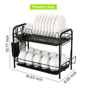 Steel 2 Tier Dish Drying Rack For Storage & Organizing