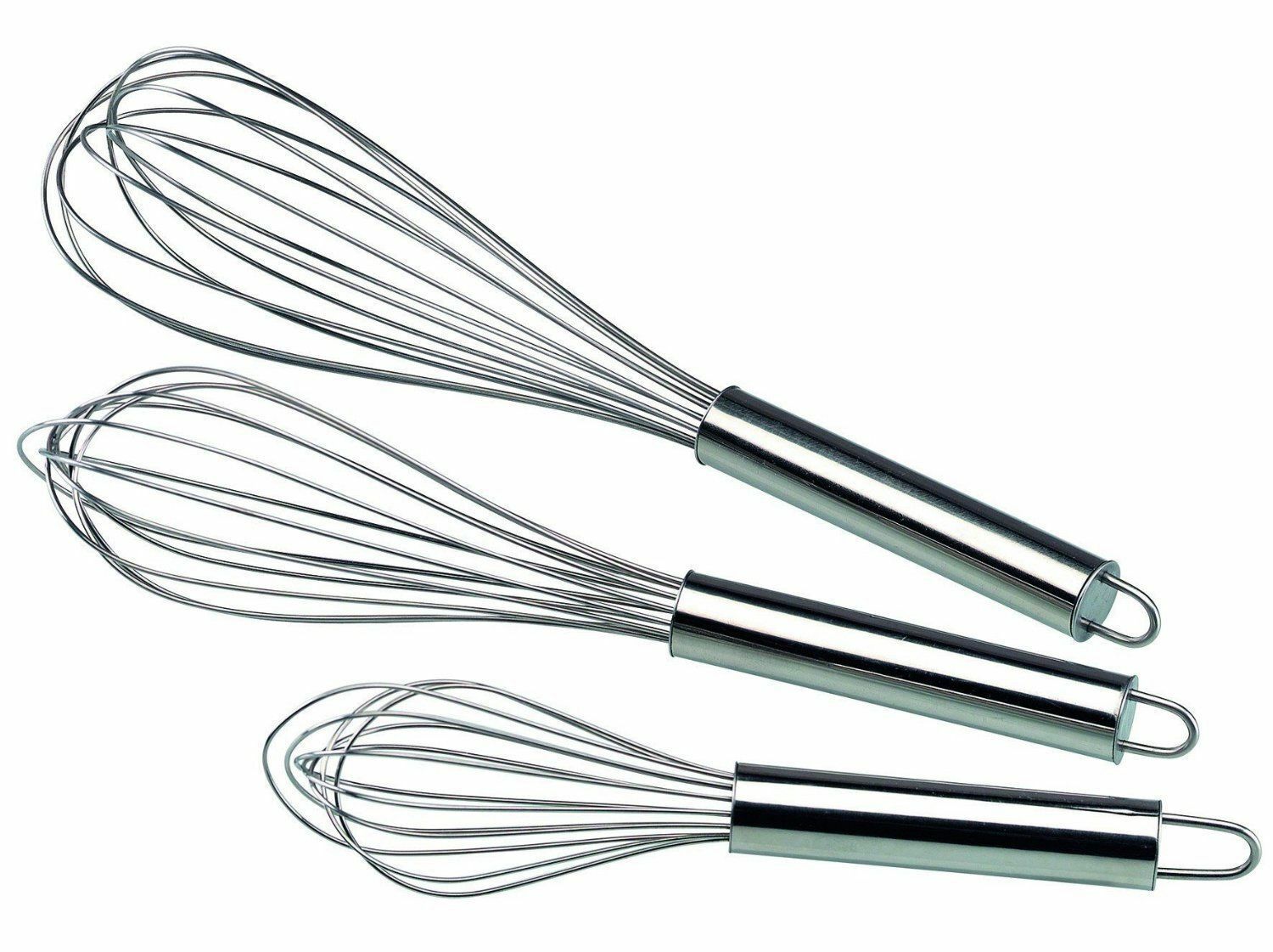 3-Piece Stainless Steel Balloon Whisk Set – Professional Wire Egg Beaters for Baking & Cooking