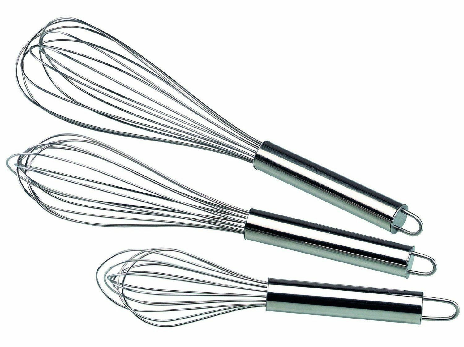 Set of 3 Stainless Steel Balloon Wire Whisks- 8/10/12 inch