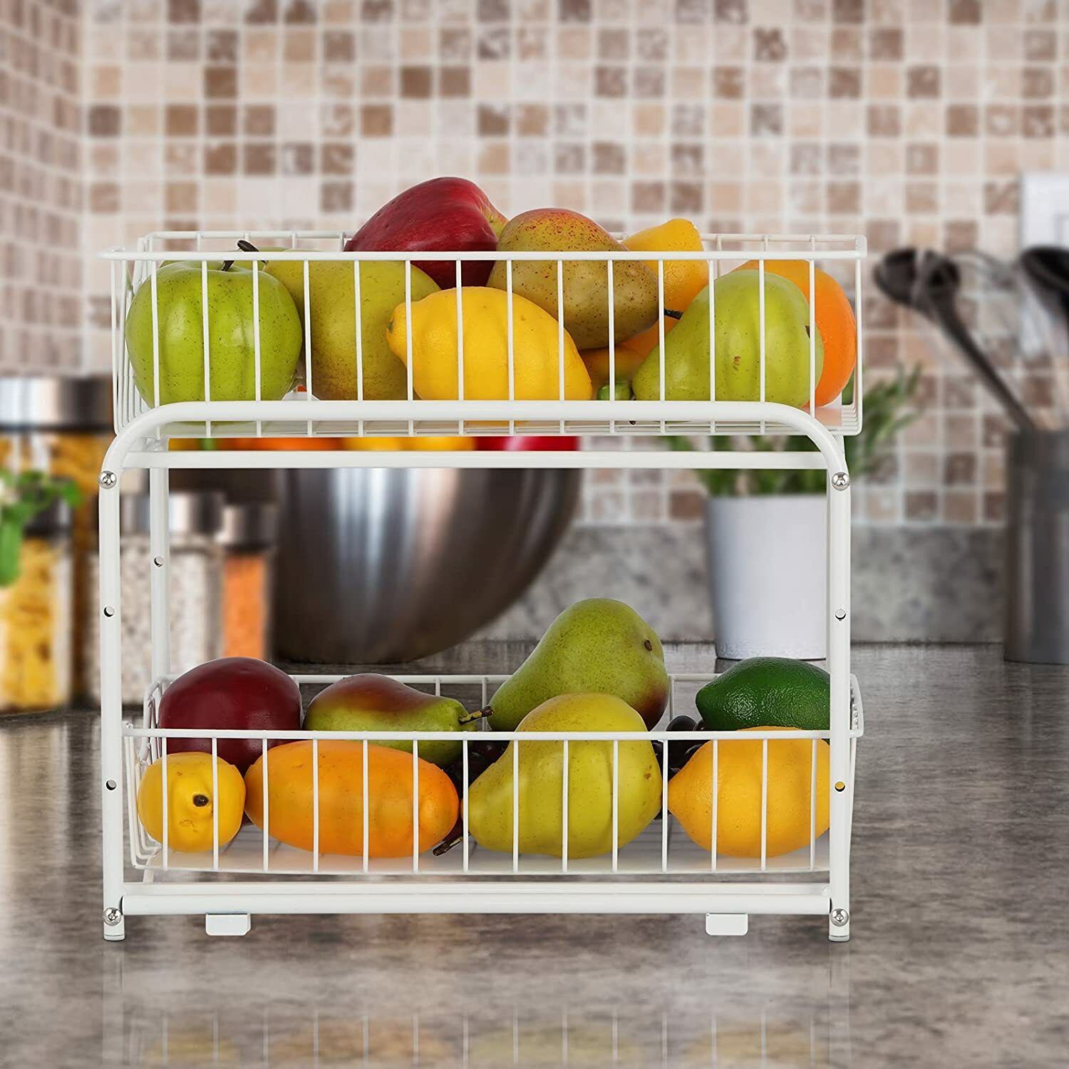 2-Tier Under Sink Organizer with Sliding Drawers – Pull Out Cabinet Storage Rack