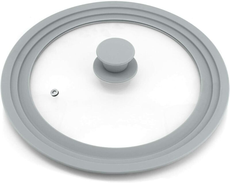 Universal Glass Pot Lid with Silicone Rim – Heat Resistant Replacement Cover for Pots, Pans & Skillets 9-11 Inch
