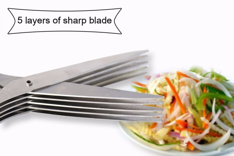 5-Blade Herb Scissors Set with Cleaning Comb & Cover – Multipurpose Kitchen Herb Cutter Shears