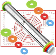 Adjustable Stainless Rolling Pin+ Rings And Pastry Mat