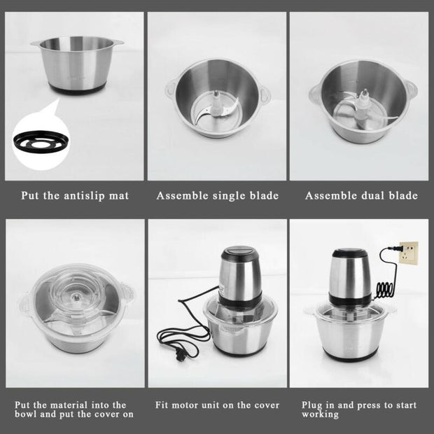 Electric 2L Food Chopper, Meat Grinder, Blender And Mincer