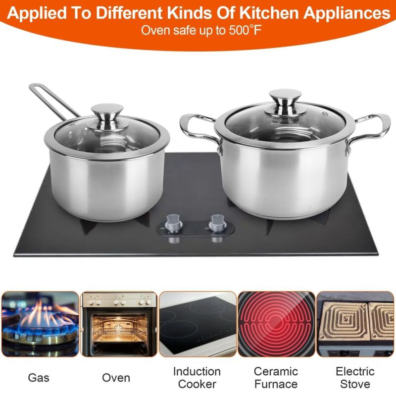 7-Piece Stainless Steel Cookware Set – Induction Ready Pots, Pans & Saucepan Set