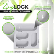 Ziplock Bag Organizer, 4 Separate Bamboo Food Storage