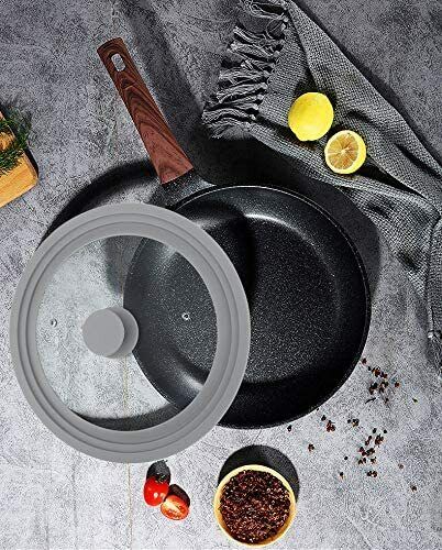 Universal Glass Pot Lid with Silicone Rim – Heat Resistant Replacement Cover for Pots, Pans & Skillets 9-11 Inch
