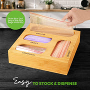 Ziplock Bag Organizer, 4 Separate Bamboo Food Storage