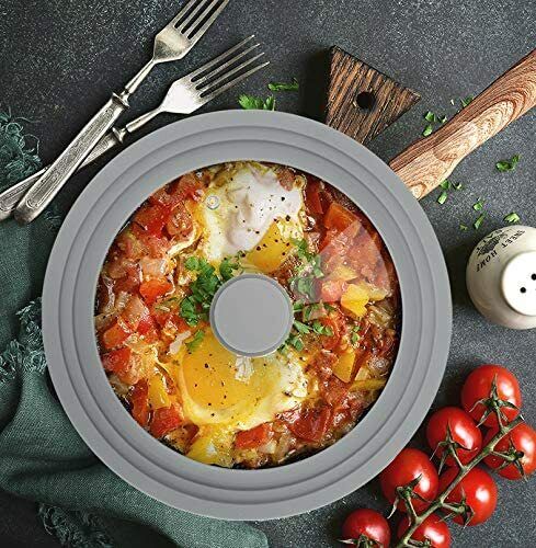 Universal Glass Pot Lid with Silicone Rim – Heat Resistant Replacement Cover for Pots, Pans & Skillets 9-11 Inch