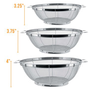 3pcs Premium Stainless Steel Colander Set- 3, 4 And 5 Quart