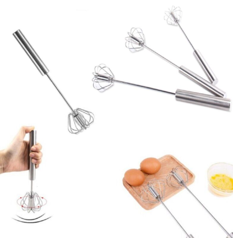Semi-Automatic Push Whisk – Stainless Steel Hand Push Egg Beater Mixer for Baking & Cooking