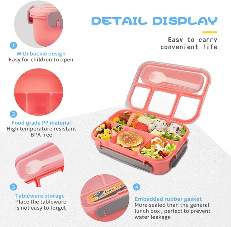 4-Compartment Bento Lunch Box for Adults & Kids – Leakproof Food Storage Container
