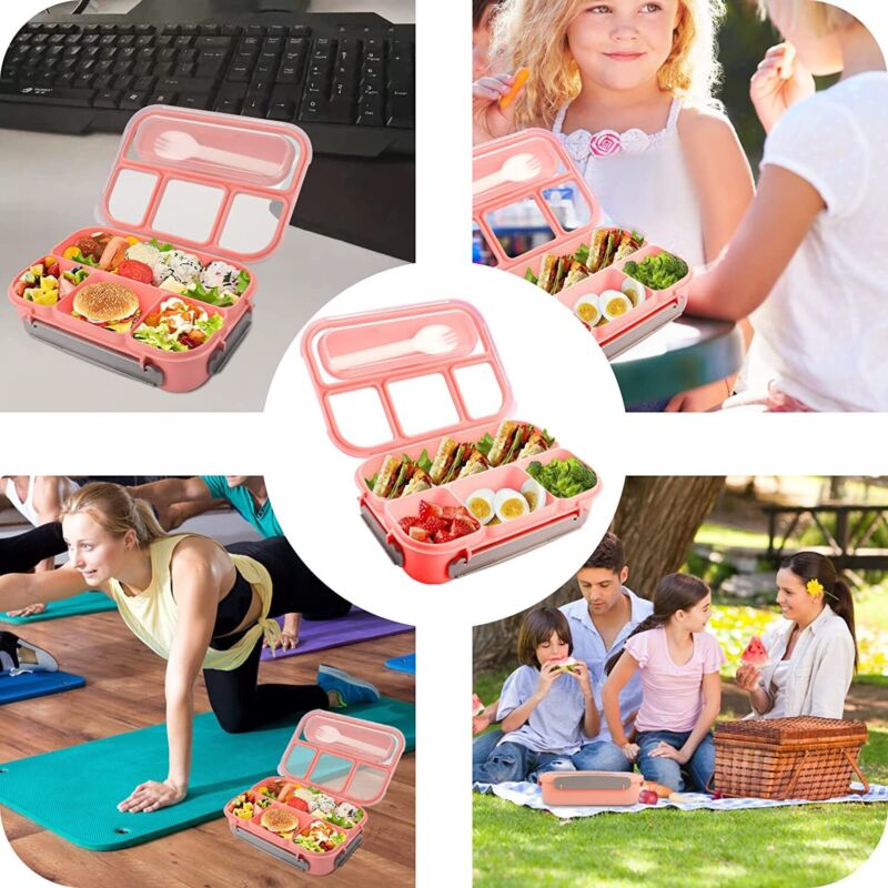 4-Compartment Bento Lunch Box for Adults & Kids – Leakproof Food Storage Container