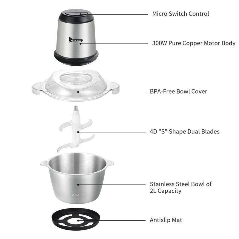 Electric 2L Food Chopper & Meat Grinder – Stainless Steel Meat Mincer Blender Processor