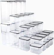 32 Mega Pack Plastic Food Containers with Airtight Lids, Leak Proof & Freezer