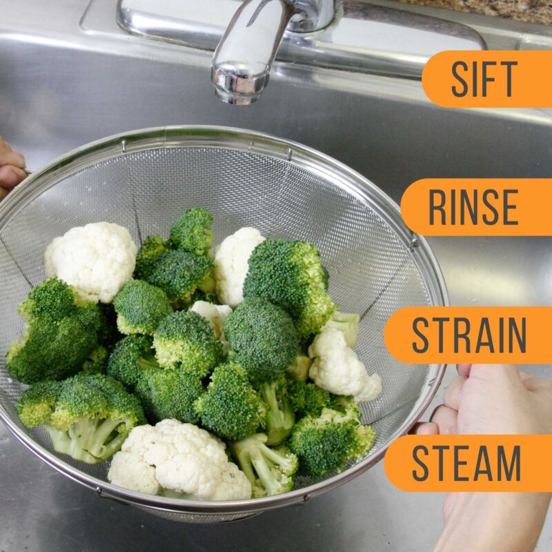 3-Piece Stainless Steel Colander Set – Mesh Strainers with Handles, 3QT 4QT & 5QT