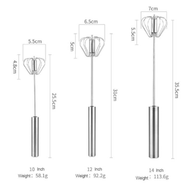 Semi-Automatic Push Whisk – Stainless Steel Hand Push Egg Beater Mixer for Baking & Cooking