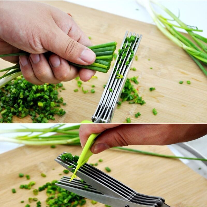 5-Blade Herb Scissors Set with Cleaning Comb & Cover – Multipurpose Kitchen Herb Cutter Shears