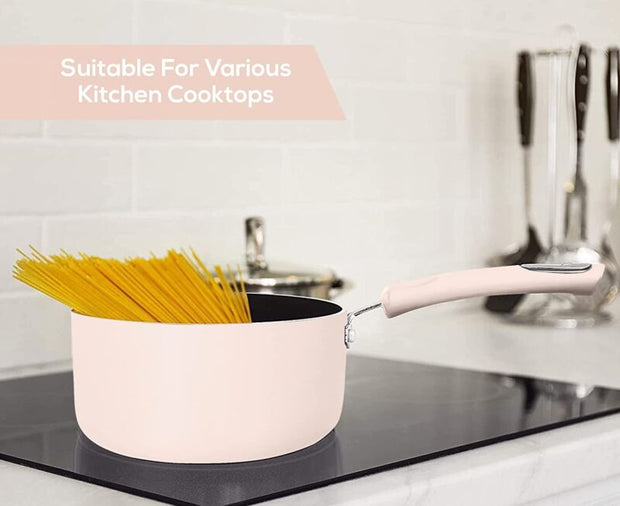 Nonstick Cookware Saucepan Set 1 Quart and 2 Quart with Glass Lid