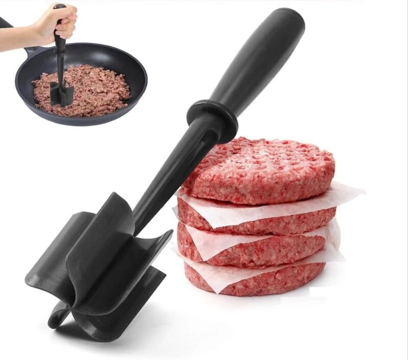 5-Blade Meat Chopper & Hamburger Masher – Heat Resistant Ground Beef Mixer Tool