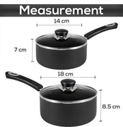 Nonstick Cookware Saucepan Set 1 Quart and 2 Quart with Glass Lid
