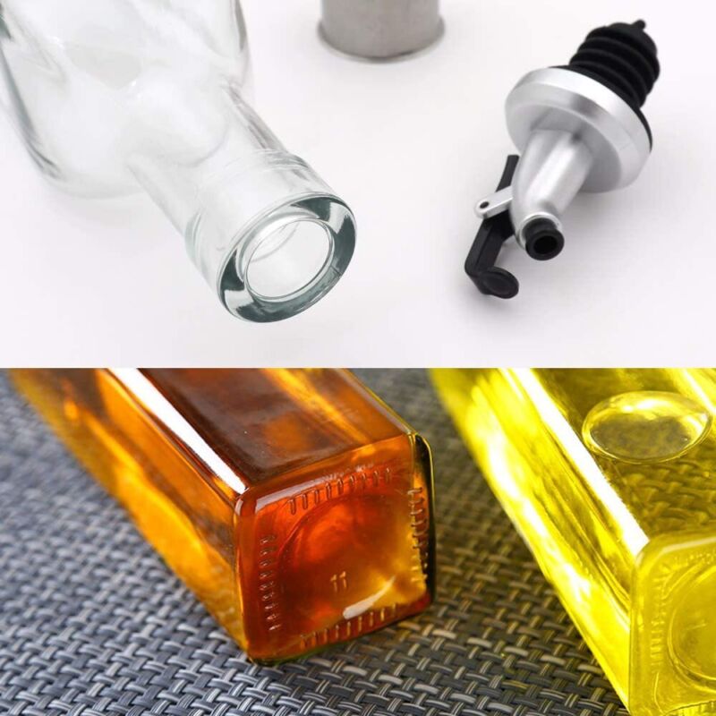Set Of 4, 500ML Oil, Vinegar, Leak Proof Glass Bottles With 8 Labels