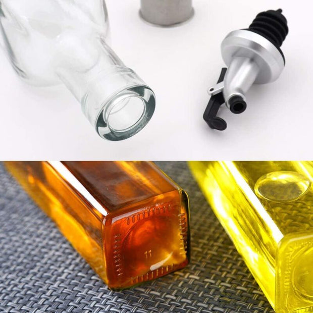 Set Of 4, 500ML Oil, Vinegar, Leak Proof Glass Bottles With 8 Labels
