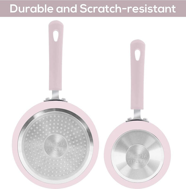 Nonstick Cookware Saucepan Set 1 Quart and 2 Quart with Glass Lid