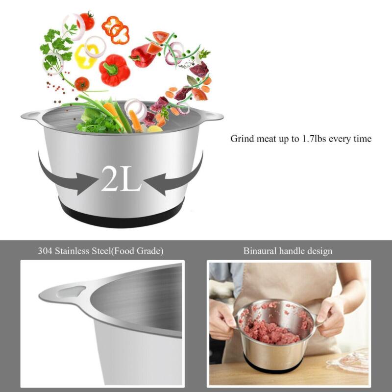 Electric 2L Food Chopper & Meat Grinder – Stainless Steel Meat Mincer Blender Processor