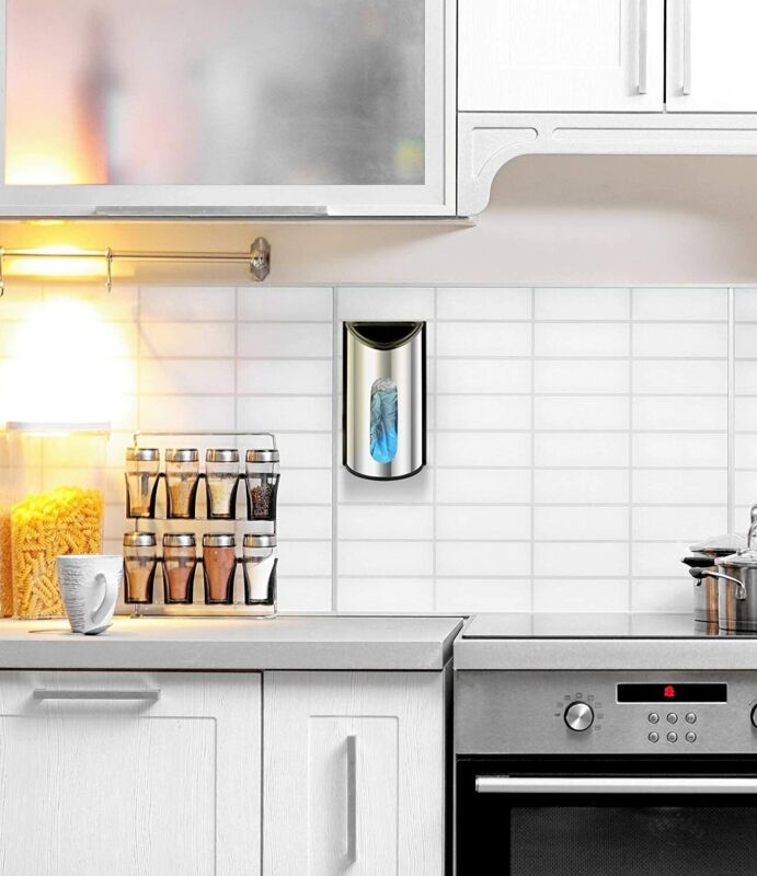 Wall Mount Plastic Bag Holder & Dispenser – Stainless Steel Grocery Bag Storage Organizer