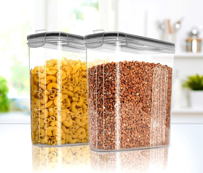 Airtight Cereal Storage Containers Set – BPA Free Clear Food Storage Canisters with Pour Spout