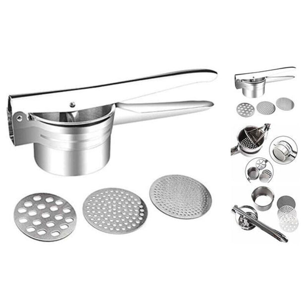 Stainless Steel Cheese, Potato Ricer, Masher, Presser With 3 Discs