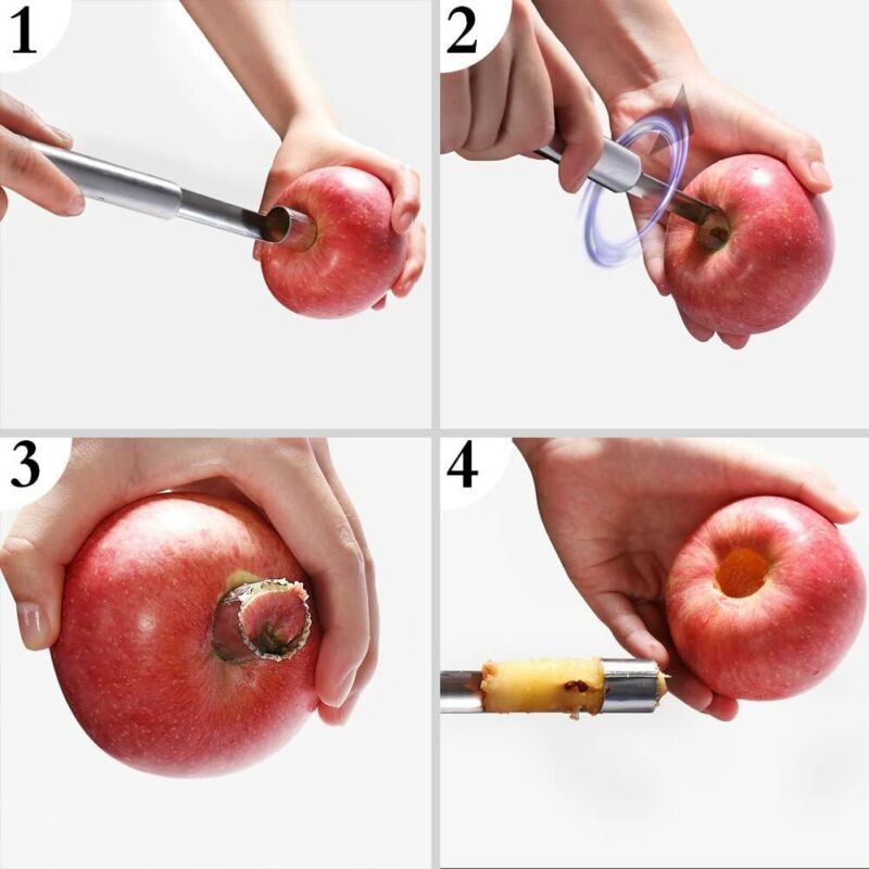 5-Piece Stainless Steel Fruit Corer & Pitter Set – Apple, Pear & Cherry Seed Remover Tools