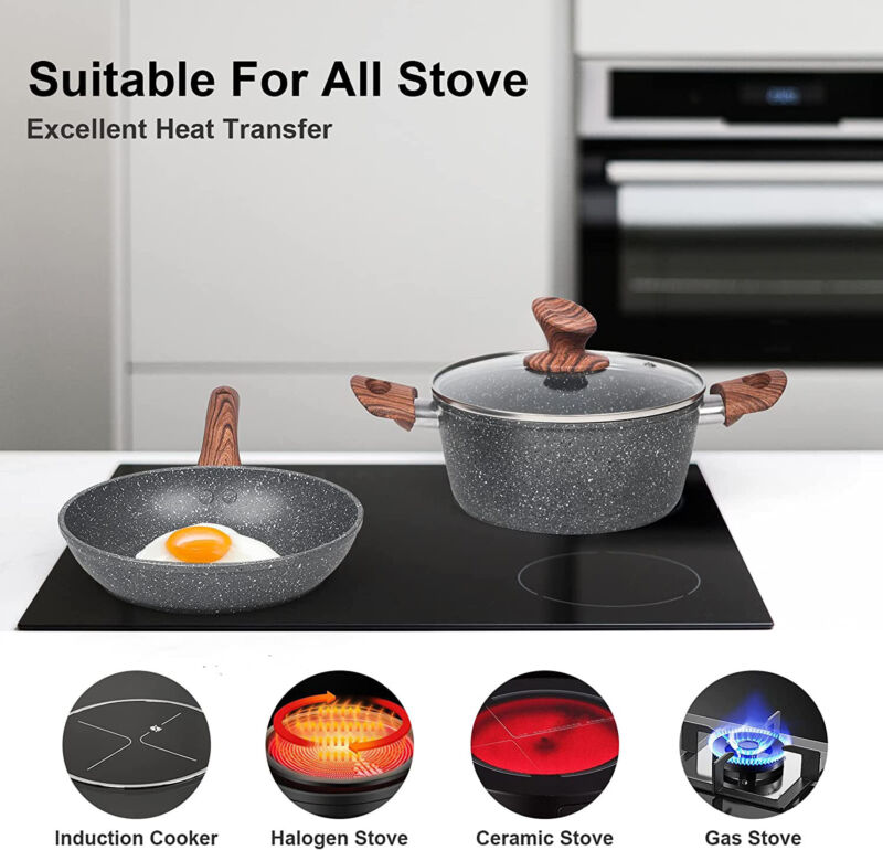 12-Piece Nonstick Pots and Pans Set – Granite Coated Induction Cookware Set