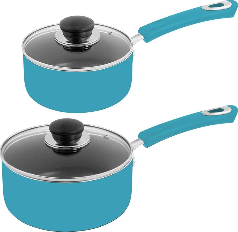 Nonstick Cookware Saucepan Set 1 Quart and 2 Quart with Glass Lid