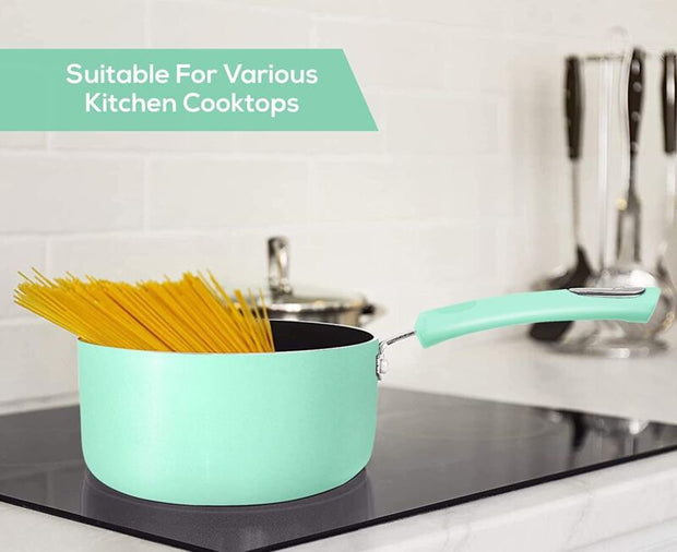 Nonstick Cookware Saucepan Set 1 Quart and 2 Quart with Glass Lid