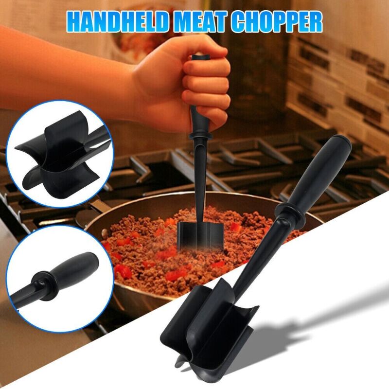 5-Blade Meat Chopper & Hamburger Masher – Heat Resistant Ground Beef Mixer Tool