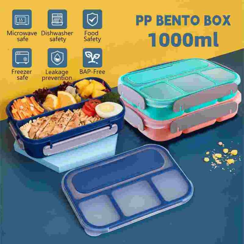 4-Compartment Bento Lunch Box for Adults & Kids – Leakproof Food Storage Container