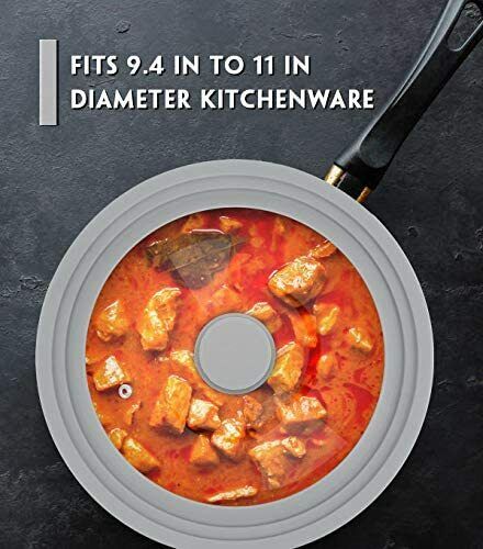 Universal Glass Pot Lid with Silicone Rim – Heat Resistant Replacement Cover for Pots, Pans & Skillets 9-11 Inch