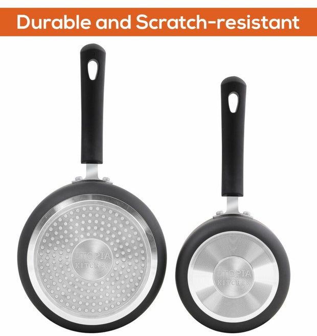 Nonstick Cookware Saucepan Set 1 Quart and 2 Quart with Glass Lid